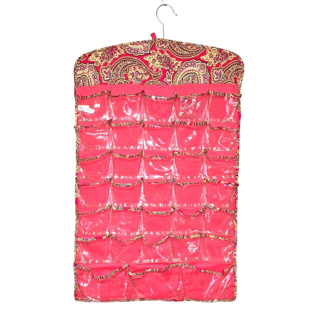 Pink Paisley Hanging Jewelry Makeup Organizer Hanger Double-Sided Door/closet - Picture 2 of 6